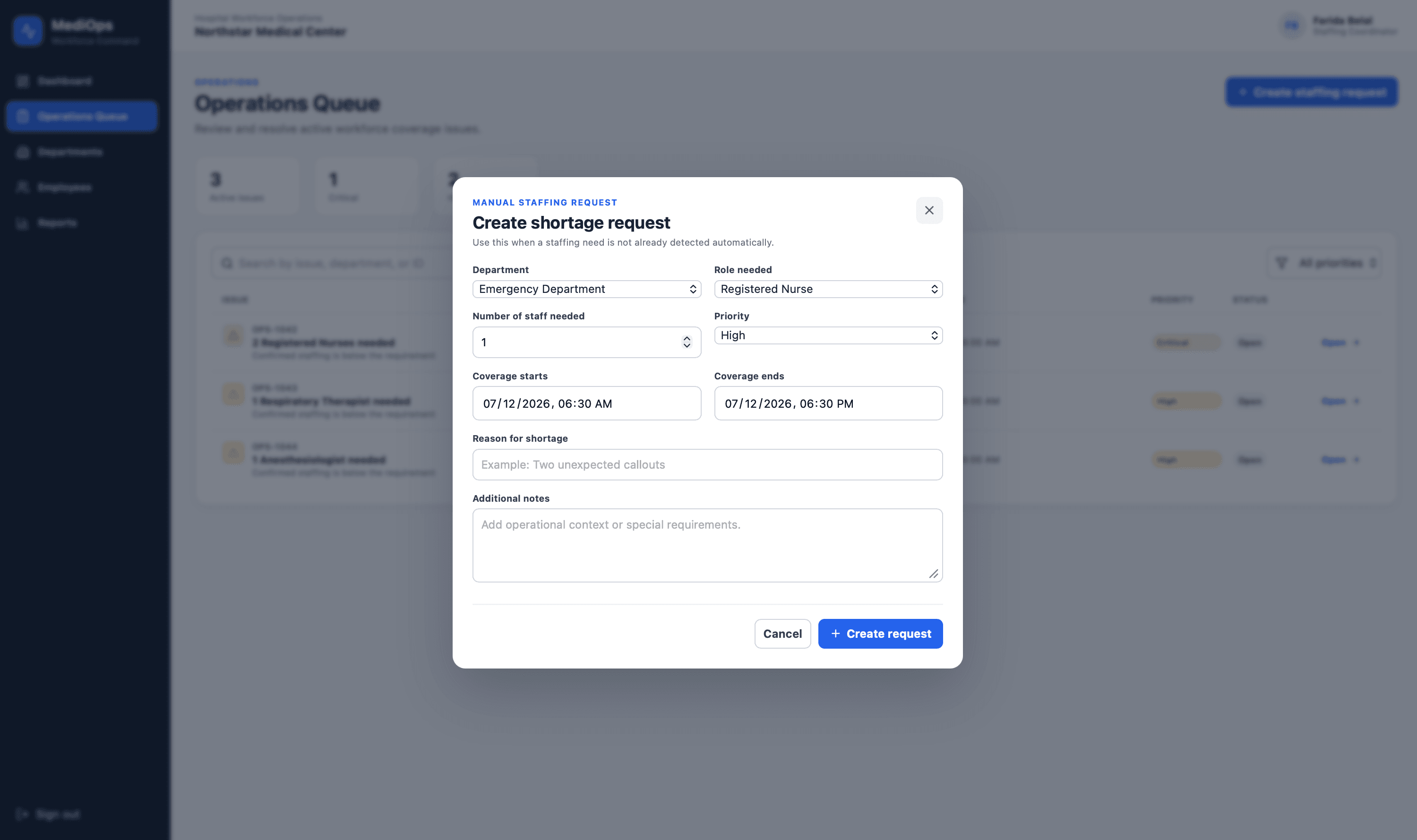 Manual Staffing Request